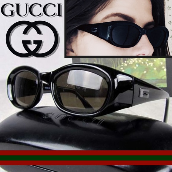 Gucci Accessories - RARE 90s Black Oval Gucci Sunglasses GG 2432/S 1UF